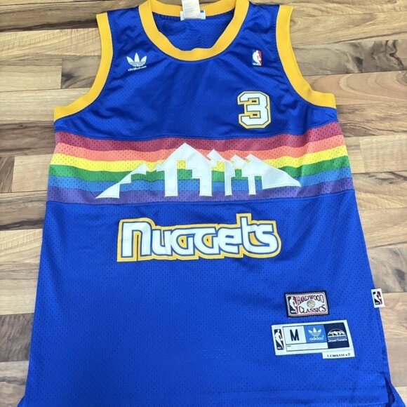 Adidas Hardwood Classics Allen Iverson Denver Nuggets Sewn Jersey Size Medium +2 - Picture 1 of 7